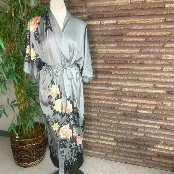 Old Shanghai Vintage Asian Floral Kimono Robe One Size - Picture 10 of 10